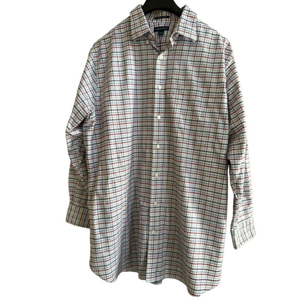 Men's Lands' End Shirt, White, Red, 18-36